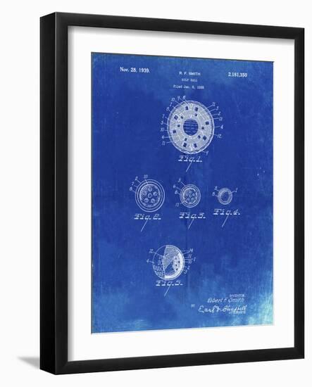 PP168- Faded Blueprint Golf Ball Uniformity Patent Poster-Cole Borders-Framed Giclee Print