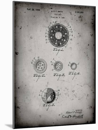 PP168- Faded Grey Golf Ball Uniformity Patent Poster-Cole Borders-Mounted Giclee Print