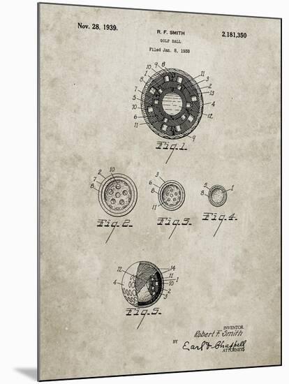 PP168- Sandstone Golf Ball Uniformity Patent Poster-Cole Borders-Mounted Giclee Print