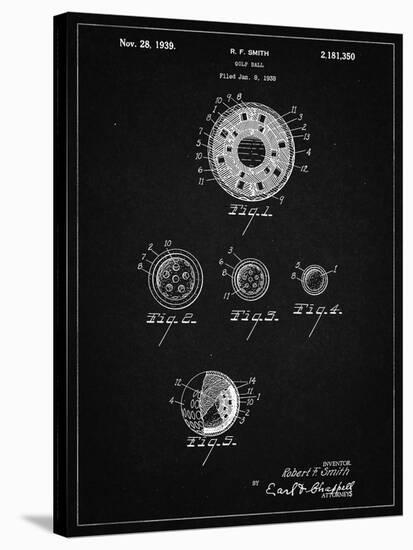 PP168- Vintage Black Golf Ball Uniformity Patent Poster-Cole Borders-Stretched Canvas