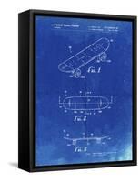 PP17 Faded Blueprint-Borders Cole-Framed Stretched Canvas