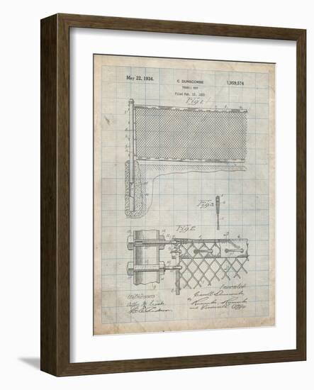 PP181- Antique Grid Parchment Tennis Net Patent Poster-Cole Borders-Framed Giclee Print