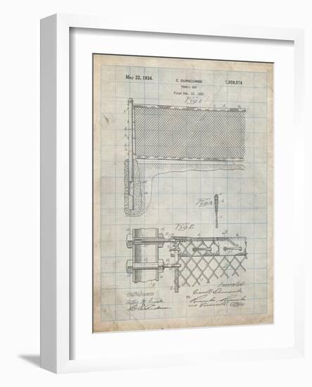 PP181- Antique Grid Parchment Tennis Net Patent Poster-Cole Borders-Framed Giclee Print
