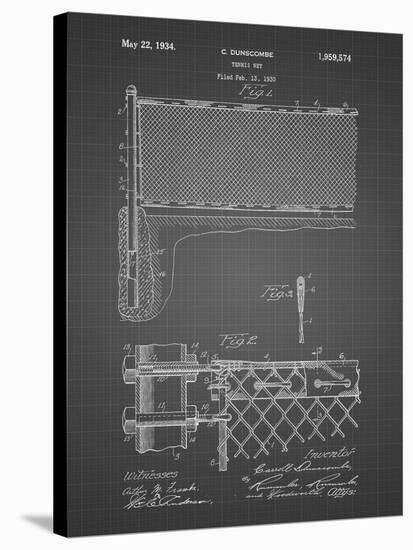 PP181- Black Grid Tennis Net Patent Poster-Cole Borders-Stretched Canvas