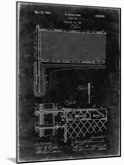 PP181- Black Grunge Tennis Net Patent Poster-Cole Borders-Mounted Giclee Print