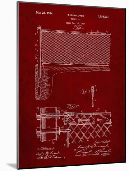 PP181- Burgundy Tennis Net Patent Poster-Cole Borders-Mounted Giclee Print