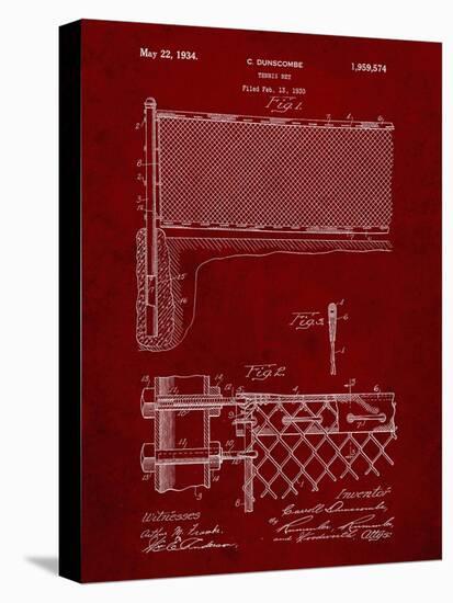 PP181- Burgundy Tennis Net Patent Poster-Cole Borders-Stretched Canvas