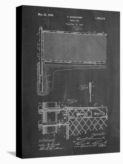 PP181- Chalkboard Tennis Net Patent Poster-Cole Borders-Stretched Canvas