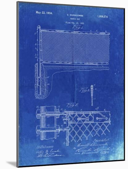 PP181- Faded Blueprint Tennis Net Patent Poster-Cole Borders-Mounted Giclee Print