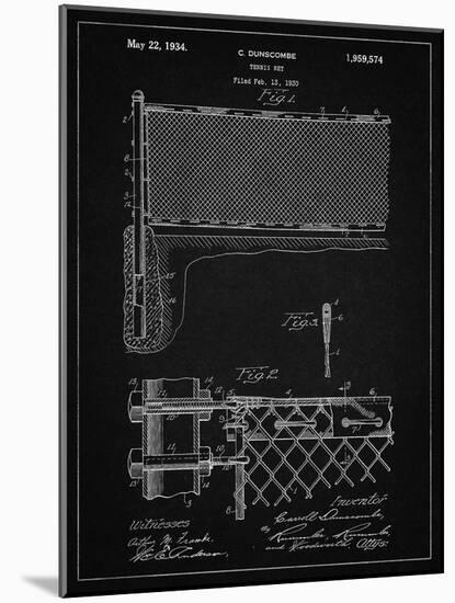 PP181- Vintage Black Tennis Net Patent Poster-Cole Borders-Mounted Giclee Print