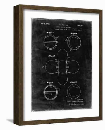 PP182- Black Grunge Tennis Ball 1932 Patent Poster-Cole Borders-Framed Giclee Print