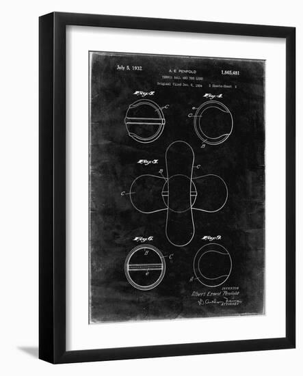PP182- Black Grunge Tennis Ball 1932 Patent Poster-Cole Borders-Framed Giclee Print