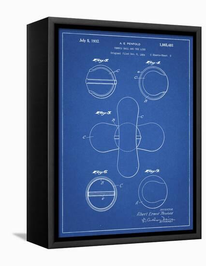 PP182- Blueprint Tennis Ball 1932 Patent Poster-Cole Borders-Framed Stretched Canvas