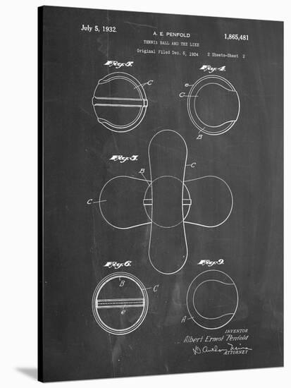 PP182- Chalkboard Tennis Ball 1932 Patent Poster-Cole Borders-Stretched Canvas