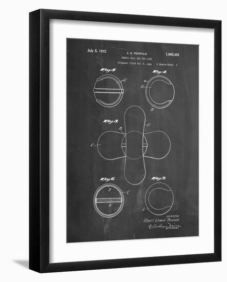 PP182- Chalkboard Tennis Ball 1932 Patent Poster-Cole Borders-Framed Giclee Print