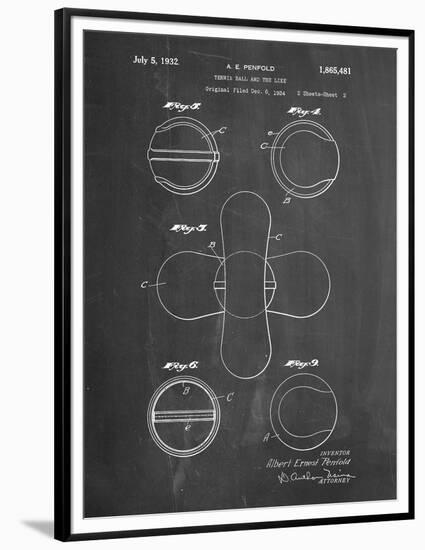 PP182- Chalkboard Tennis Ball 1932 Patent Poster-Cole Borders-Framed Premium Giclee Print