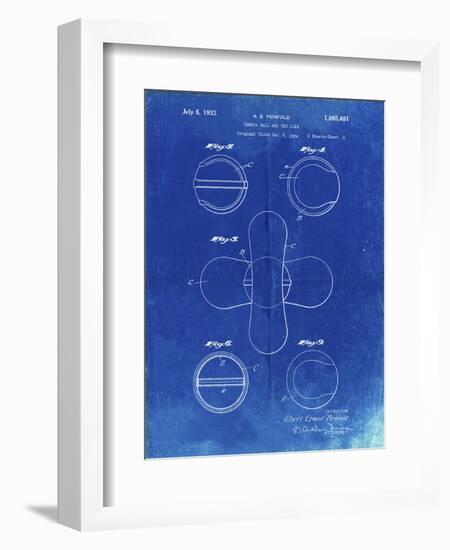 PP182- Faded Blueprint Tennis Ball 1932 Patent Poster-Cole Borders-Framed Giclee Print