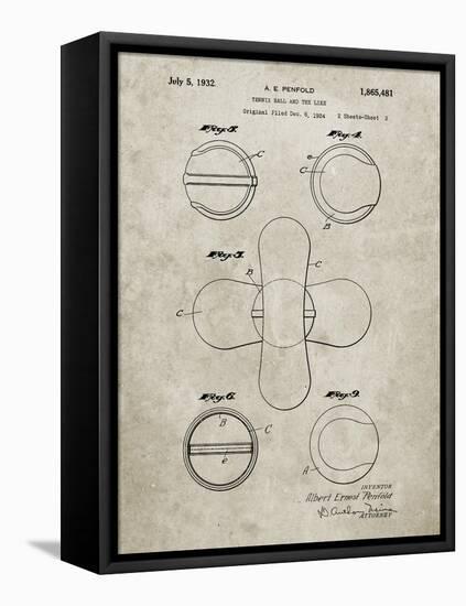 PP182- Sandstone Tennis Ball 1932 Patent Poster-Cole Borders-Framed Stretched Canvas