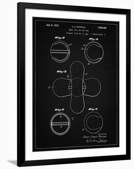 PP182- Vintage Black Tennis Ball 1932 Patent Poster-Cole Borders-Framed Giclee Print