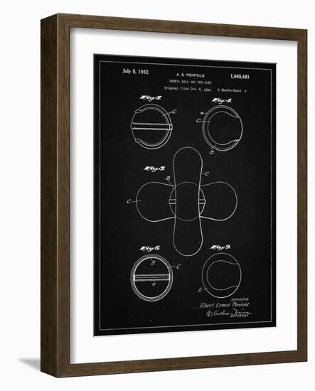 PP182- Vintage Black Tennis Ball 1932 Patent Poster-Cole Borders-Framed Giclee Print