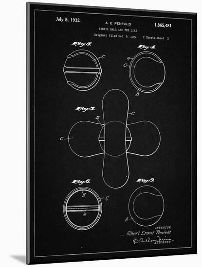 PP182- Vintage Black Tennis Ball 1932 Patent Poster-Cole Borders-Mounted Giclee Print