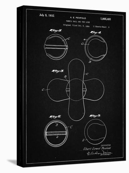 PP182- Vintage Black Tennis Ball 1932 Patent Poster-Cole Borders-Stretched Canvas