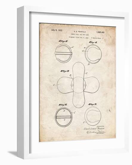 PP182- Vintage Parchment Tennis Ball 1932 Patent Poster-Cole Borders-Framed Giclee Print