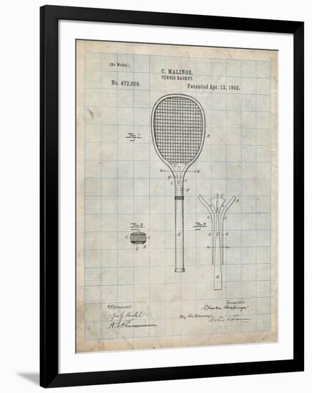 PP183- Antique Grid Parchment Tennis Racket 1892 Patent Poster-Cole Borders-Framed Giclee Print