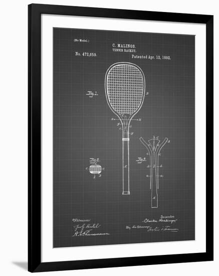 PP183- Black Grid Tennis Racket 1892 Patent Poster-Cole Borders-Framed Giclee Print