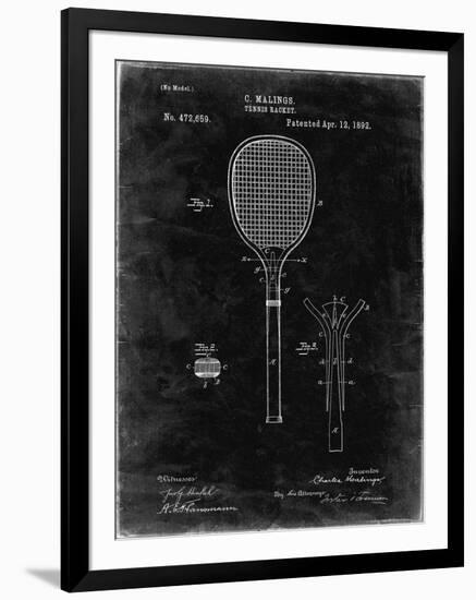 PP183- Black Grunge Tennis Racket 1892 Patent Poster-Cole Borders-Framed Giclee Print