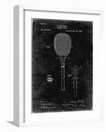 PP183- Black Grunge Tennis Racket 1892 Patent Poster-Cole Borders-Framed Giclee Print