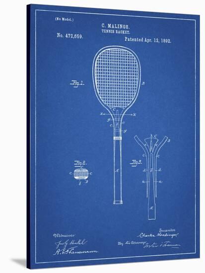 PP183- Blueprint Tennis Racket 1892 Patent Poster-Cole Borders-Stretched Canvas