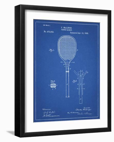 PP183- Blueprint Tennis Racket 1892 Patent Poster-Cole Borders-Framed Giclee Print