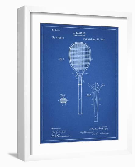 PP183- Blueprint Tennis Racket 1892 Patent Poster-Cole Borders-Framed Giclee Print