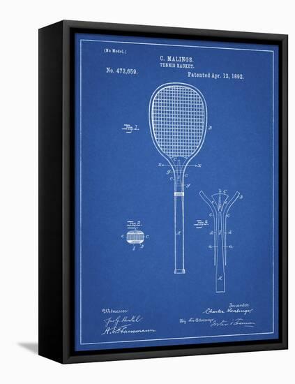 PP183- Blueprint Tennis Racket 1892 Patent Poster-Cole Borders-Framed Stretched Canvas