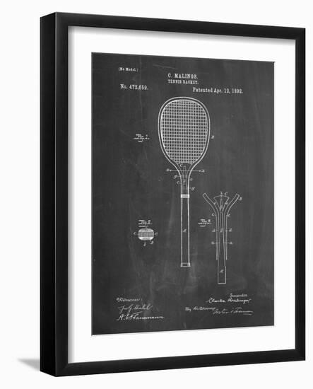 PP183- Chalkboard Tennis Racket 1892 Patent Poster-Cole Borders-Framed Giclee Print