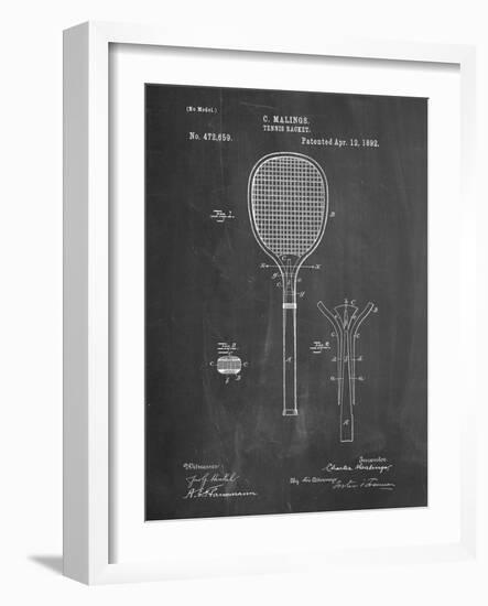 PP183- Chalkboard Tennis Racket 1892 Patent Poster-Cole Borders-Framed Giclee Print