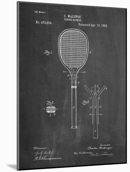 PP183- Chalkboard Tennis Racket 1892 Patent Poster-Cole Borders-Mounted Giclee Print