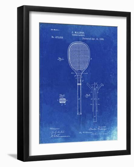PP183- Faded Blueprint Tennis Racket 1892 Patent Poster-Cole Borders-Framed Giclee Print