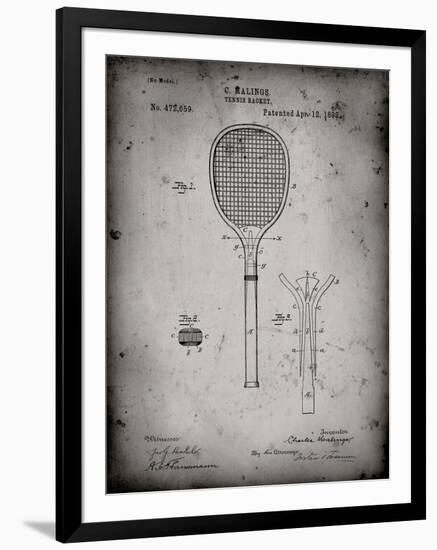 PP183- Faded Grey Tennis Racket 1892 Patent Poster-Cole Borders-Framed Giclee Print