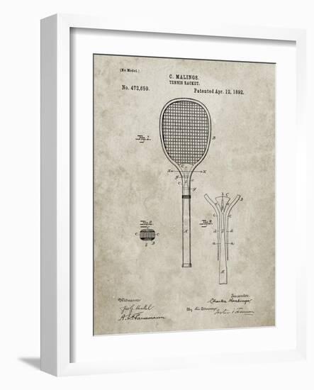 PP183- Sandstone Tennis Racket 1892 Patent Poster-Cole Borders-Framed Giclee Print