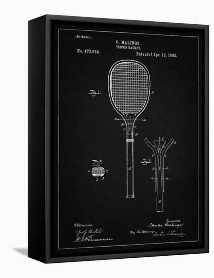 PP183- Vintage Black Tennis Racket 1892 Patent Poster-Cole Borders-Framed Stretched Canvas