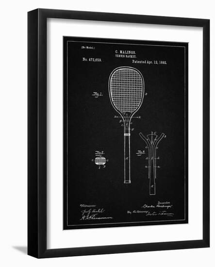 PP183- Vintage Black Tennis Racket 1892 Patent Poster-Cole Borders-Framed Giclee Print