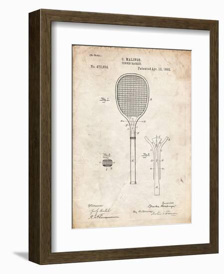 PP183- Vintage Parchment Tennis Racket 1892 Patent Poster-Cole Borders-Framed Giclee Print