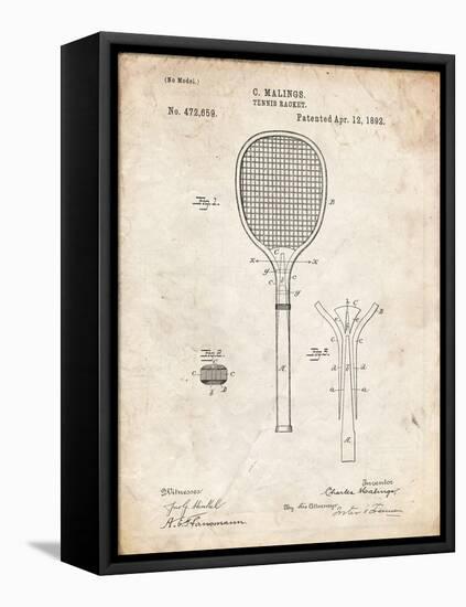 PP183- Vintage Parchment Tennis Racket 1892 Patent Poster-Cole Borders-Framed Stretched Canvas