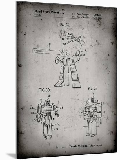 PP184- Faded Grey Megatron Transformer Patent Poster-Cole Borders-Mounted Giclee Print