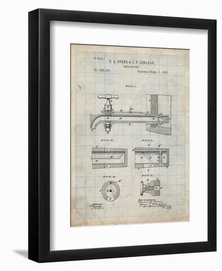 PP185- Antique Grid Parchment Beer Tap Patent Poster-Cole Borders-Framed Giclee Print