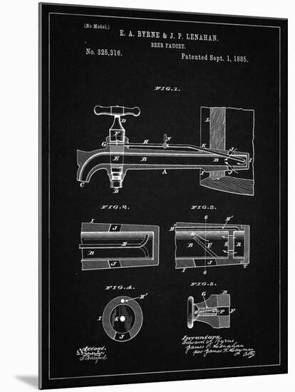 PP185- Vintage Black Beer Tap Patent Poster-Cole Borders-Mounted Giclee Print