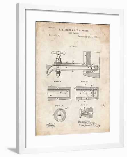 PP185- Vintage Parchment Beer Tap Patent Poster-Cole Borders-Framed Giclee Print