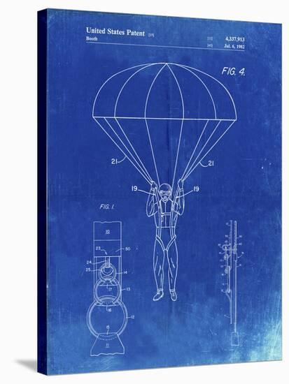 PP187- Faded Blueprint Parachute 1982 Patent Poster-Cole Borders-Stretched Canvas